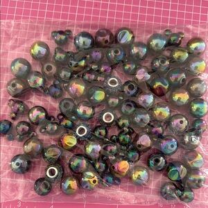Iridescent Bead pack oil spill Mickey head round beads for pens